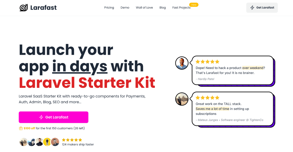 Screenshot of Larafast